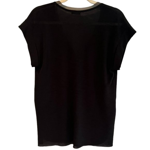 Women's Zara Collection Black Viscose Deep V-Neck Cap Sleeve Top Size 5 - Picture 3 of 5